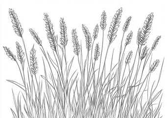 Fototapeta premium Ilustración monocromática de hierbas altas