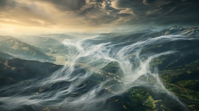 The Flow of the Jet Stream in the High Atmosphere, a Visualization