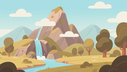 Whimsical Pastel Dreamscape with Cartoon Trees and Clouds