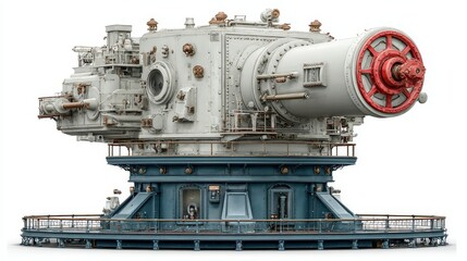 A large historical naval gun sits isolated against a clean white background.