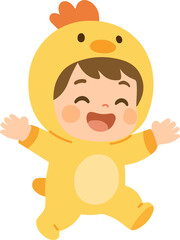 Little girl in a Chicken Costume cartoon