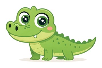 Obraz premium Adorable Cartoon Crocodile Illustration Cute Reptile Character Design Green Baby Alligator Clipart