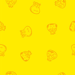 Doodle dumplings pattern background. Dim sum seamless pattern background. dim sum doodle pattern background.