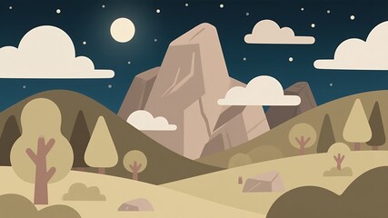 Whimsical Pastel Dreamscape with Cartoon Trees and Clouds