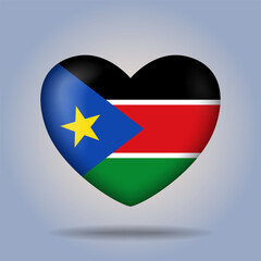 Republic of North Sudan flag heart button Isolated on color gradient background. Exclusive banner