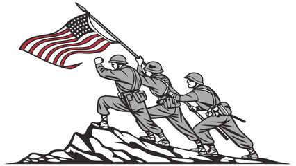 Raising The Flag Soldiers Struggle Sacrifice Valor Allegiance Bravery