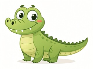 Fototapeta premium Adorable Cartoon Crocodile Illustration Happy Reptile Character Green Baby Gator Childrens Book
