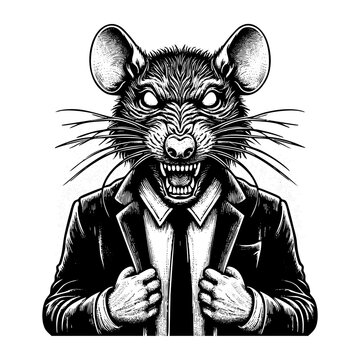 angry rat in suit portrait clip art preview