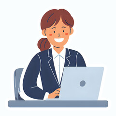 a women wearing formal suites and working at office in front of monitor PC/Laptop