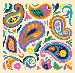 Floral Indian paisleys print