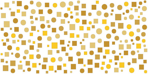 Peach and gold polka dot pattern, charming and playful pattern of varying sizes of circles in shades of light pink, beige gold, and dark brown, set against a soft light beige background. Eps