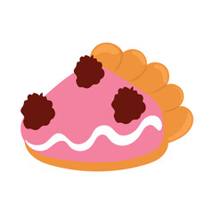Chocolate slice pie dessert food. Various slices of fruit pies, set. apple pie, cherry pie, strawberry pie.Slice pie cartoon illustration. Various of sweets and desserts set and collection.