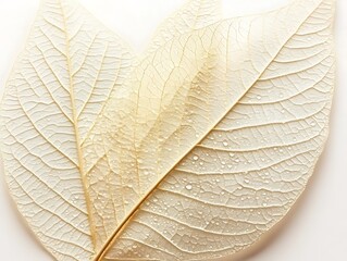 Water Droplets Magnifying a Leaf's Veins, an Intricate Detail in a High-Magnification Macro with Earthy Tones