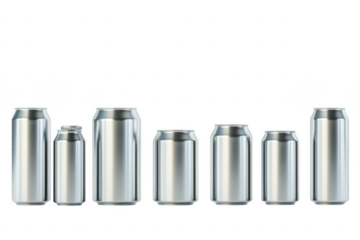 Various sizes of blank aluminum beverage cans