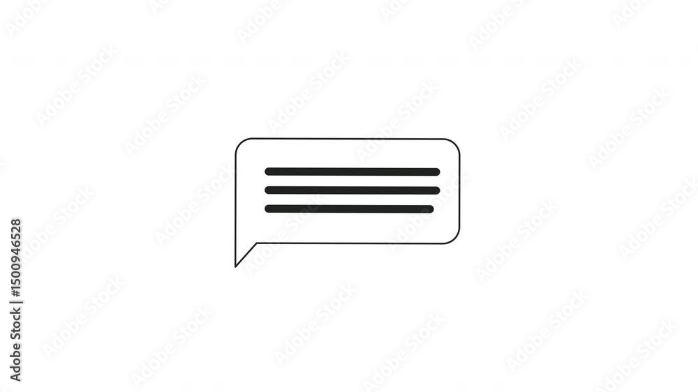 Poster text message box with typing three lines 2d cartoon object animation. digital content creation. onli