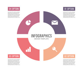 Pie chart infographics design template. Modern design with icons