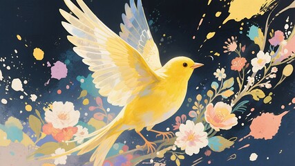 Elegant Butterfly with Floral and Ink Splash Elements