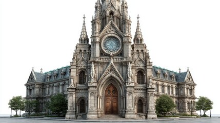 Ornate gothic architecture facade showcases building symmetry and details