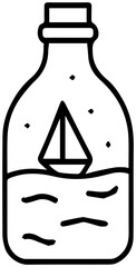 Minimalist Boat in a Bottle Icon: Nautical Dream Voyage Illustrated