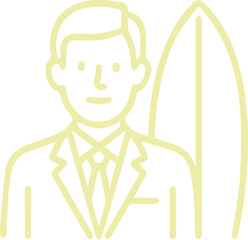 Professional Surfer: A Businessman with a Surfboard Icon Concept