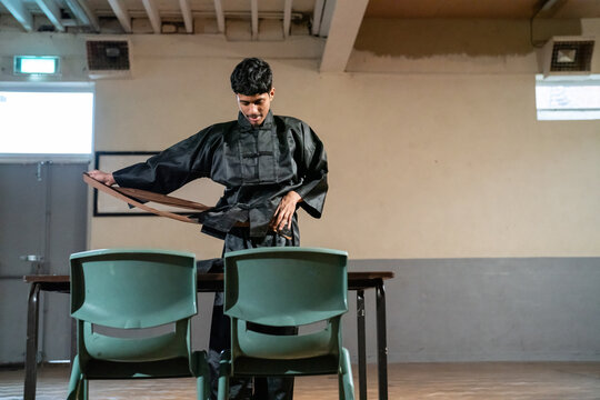 Man with kung fu black belt