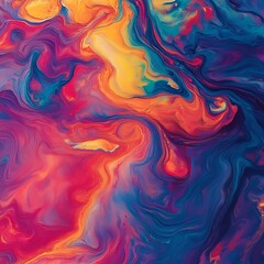 Colorful Abstract Waves with Fiery Swirls and Tribal Patterns