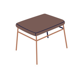 Seat, stool in modern minimalist style. Soft cozy furniture, chair for home interior design, decor. Cushioned footrest, small bench for sitting. Flat vector illustration isolated on white background