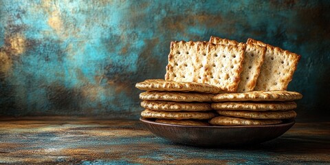 Galletas crujientes apiladas en un bol rústico