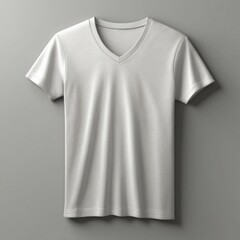 Plain V-Neck T-Shirt Front View Mockup on White Background