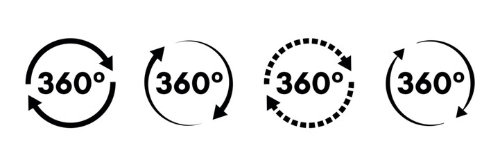 360 degrees icon set isolated vector illustration