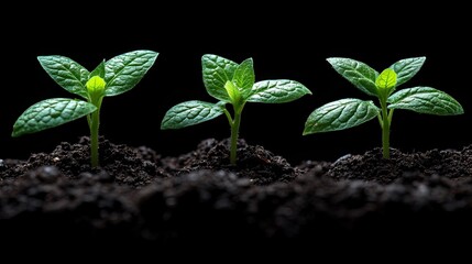 Naklejka premium Seedlings Growth Dark Background.