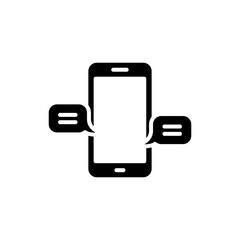 Smartphone with a bubble text icon vector template. Simple solid style. Glyph symbol
