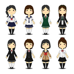 Asean school girl uniforms set
