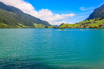 Scenic view of Lake Lungern in Obwalden canton, Switzerland