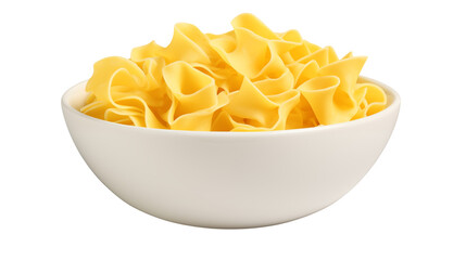 A bowl of delicious egg noodles ready for a tasty pasta dish.  Enjoy this high-quality food photography.