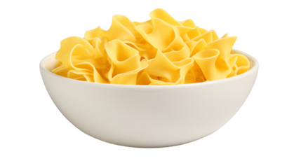 A bowl of delicious egg noodles ready for a tasty pasta dish.  Enjoy this high-quality food photography.