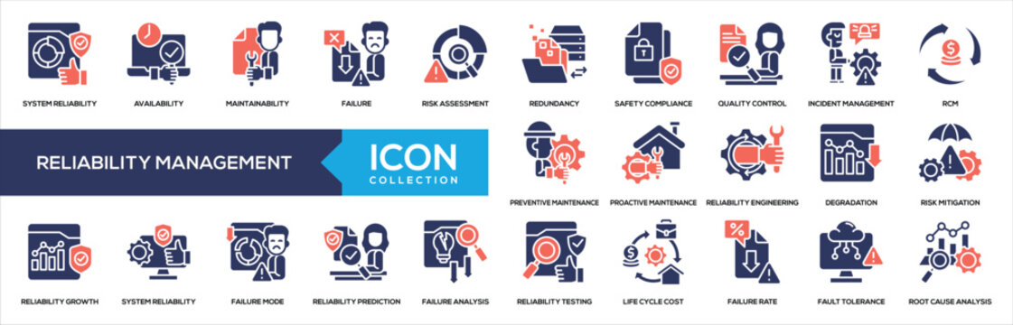 Reliability Management Glyph Color Icon Collection