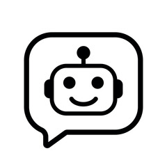 Chatbot icon with speech bubble and smiling robot face