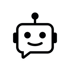 Friendly chatbot robot face with antenna icon