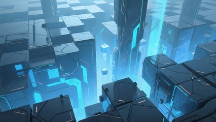 Futuristic Geometric Interface with Abstract Shapes