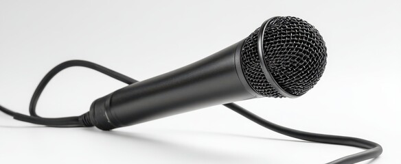 The sleek black microphone with cable ready for performance or recording.