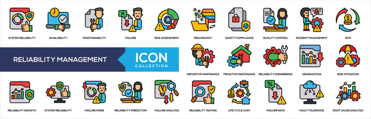 Reliability Management Lineal Color Icon Collection