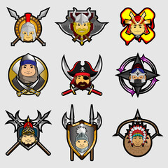 Set icon of ancient warrior.