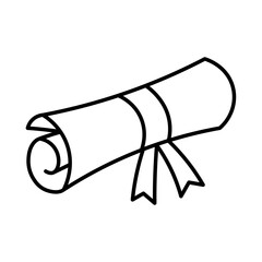 Graduation Certificate Scroll Icon Outline Style