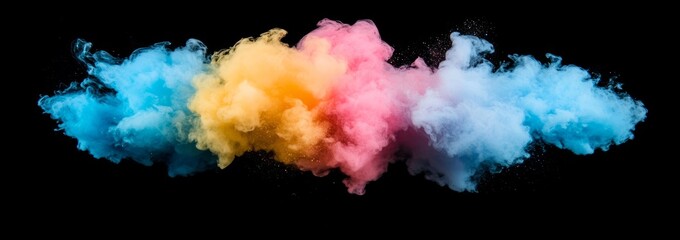 Abstract Colorful Powder Explosion on Black Background