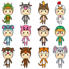 Chinese shio in cute mascot.