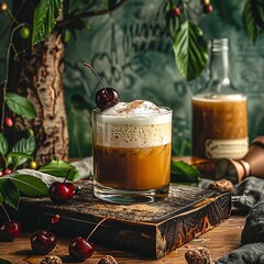 A Frothy Egg White Top and a Cherry Garnish on a Whiskey Sour Cocktail