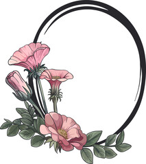 Daisies, anemones, foxgloves - modern botanical frame in soft tones with transparent background. Digital illustration with text for branding, printing. © Виктория Юрьевна