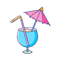 Summer beach party cocktail with umbrella