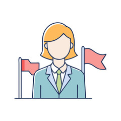 Business woman with speech bubbles, symbolizing a successful worker icon